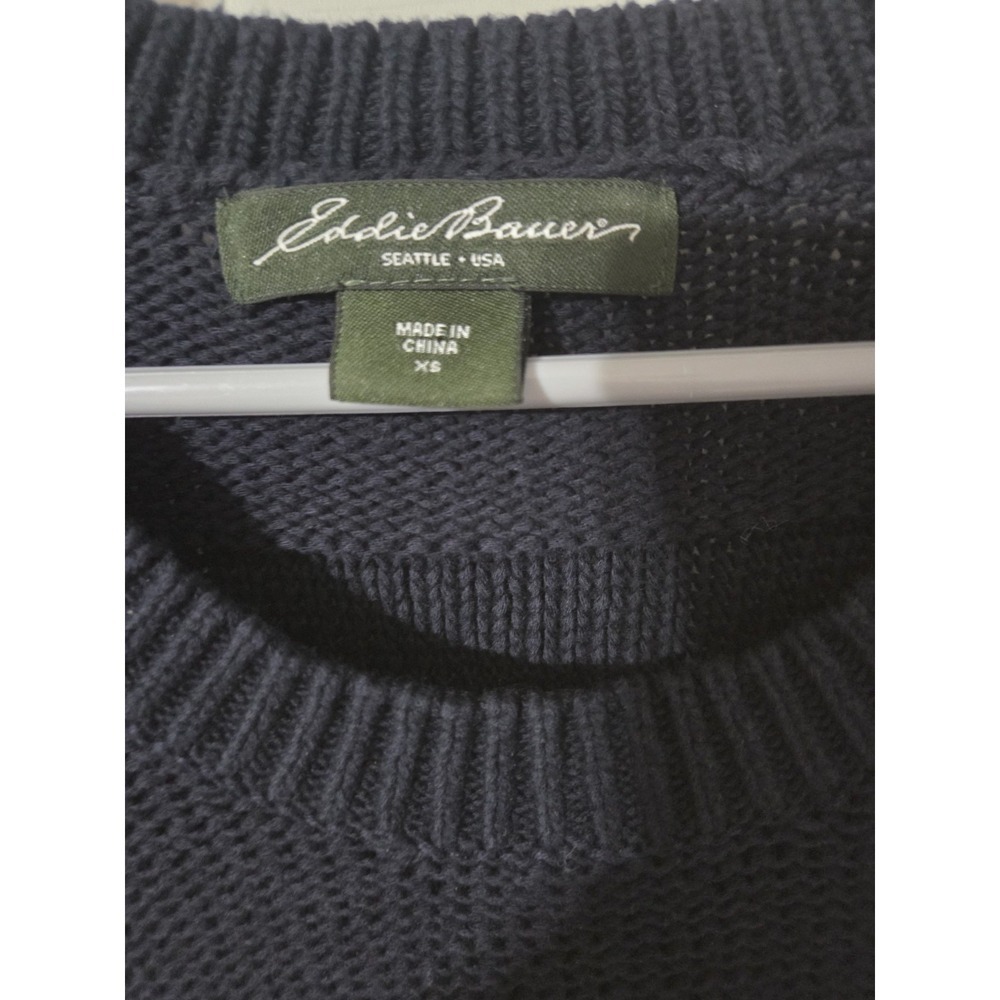 Eddie Bauer Navy Gray Crewneck Pullover Sweater Womens Size XS - Picture 2 of 4
